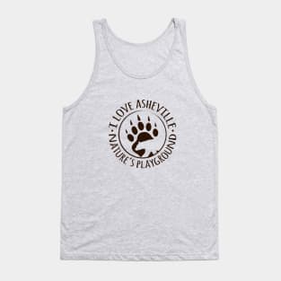 I Love Asheville, NC - Black Bear Paw - BrownO 15 Tank Top